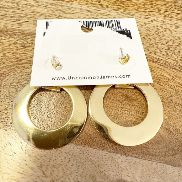 UNCOMMON JAMES NWT Drop Gold Luna Hoops Earrings - Picture 3 of 3